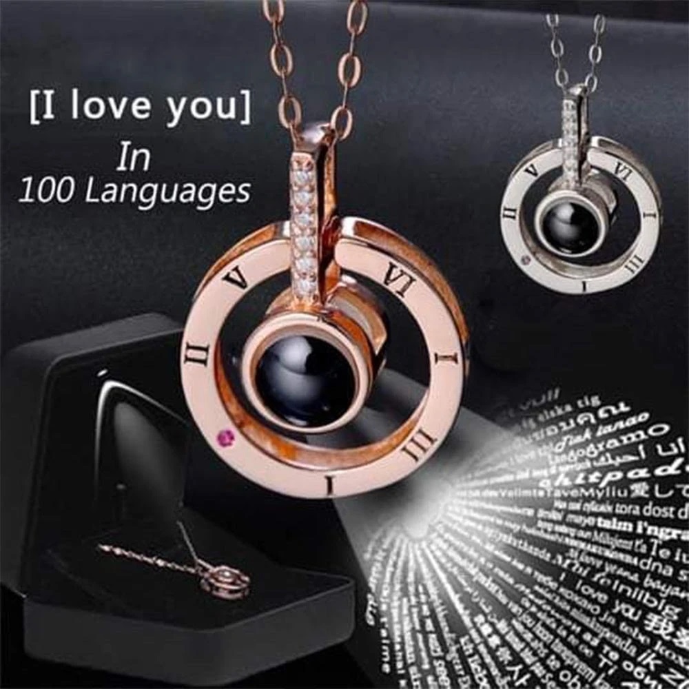 Projection Necklace 100 languages - I love you - heart with Roman numb –  Totenboy